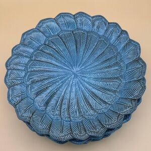Blue Leaf Pattern Plates Set Of 4